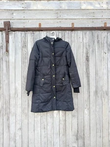 J.Crew Mercantile Womens Sz XS Black Long Puffer Coat Jacket (Belt Missing) - Picture 1 of 6