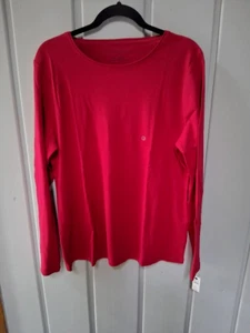 Camiseta Talbots Algodón Manga Larga Sólida Cuello Redondo Nueva con Etiquetas Roja Talla XL - Imagen 1 de 3