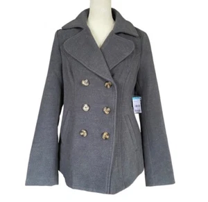 Bongo juniors small warm faux wool peacoat charcoal heather lined coat NWT - Picture 1 of 12