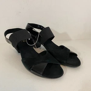 Sandalias Munro negras de gamuza y charol con punta abierta para mujer 8,5 SS estrechas (AAAA) - Imagen 1 de 9