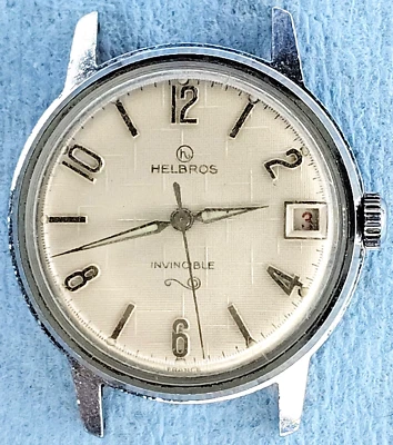 C1140 мужской винтажный работает Helbros фантазии узор лицо ручной работы старые часы лот - Изображение 1 из 2