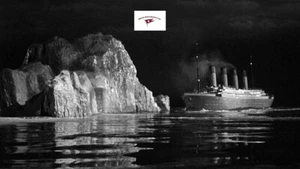 TITANIC 1953 MOVIE STILL REPRINT, RMS TITANIC ABOUT TO STRIKE THE BERG - Picture 1 of 6