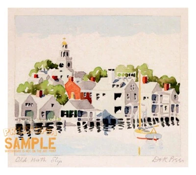 Doris Riker Beer (1930s) Old North Slip Nantucket * Art Print * Town Harbor - Image 1 of 4