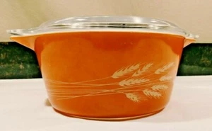 Casseruola vintage Pyrex 474-B arancione raccolta autunnale grano teglia da forno retrò - Foto 1 di 12