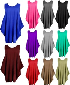 Womens Lagenlook Italian Parachute Maxi Dress Ladies Plain Sleeveless Tulip Top - Picture 1 of 12