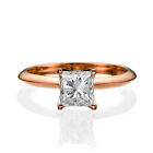0.50 CT Beautiful Princess Cut Diamond Engagement Ring 14K Rose Gold F/SI1