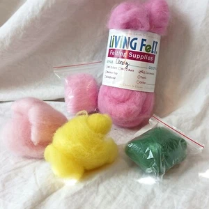 Living Felt NZ Corriedale Wool Mixed Bag NEW Candy Pink Pale Pink Yellow Grn 2oz - Picture 1 of 14