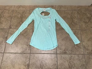 NEW Victoria's Secret Pink Mint Green Cutout Long Sleeve Top - Picture 1 of 3