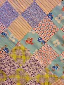 Vintage Quilt Top. Outstanding colors! Depression & Feedsack, Nine Patch, 85x69