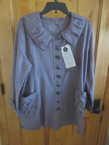 NEON BUDDHA NWT COAT IX PLUM ORNATE LARGE METAL BUTTONS UNIQUE DESIGN COTTON BLD - Picture 1 of 9