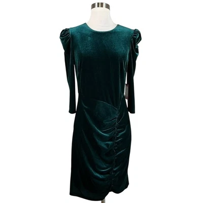 Vince Camuto Women's Cocktail Dress Size 14 Green Velvet Long Sleeve Sheath - Image 1 of 4