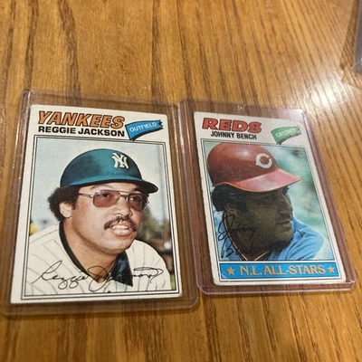 Reggie Jackson 1977 Topps # 10 EX / Johnny Bench # 70 En muy buena condición ¡¡De colección Yankees Reds!!! Foto 1 de 4