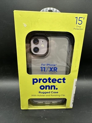 Прочный чехол ONN 11/XR и зажим для кобуры / встроенный противомикробный для iPhone прозрачный - Изображение 1 из 3