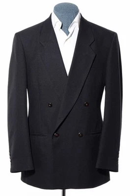 Blazer Abrigo Deportivo 40L Largo Vintage Años 90 Doble Pecho Negro Mezcla Lana Chaqueta M Foto 1 de 4