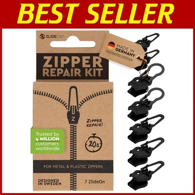 Juego de repuesto de tirador de cremallera - 7 piezas negro Foto 1 de 4