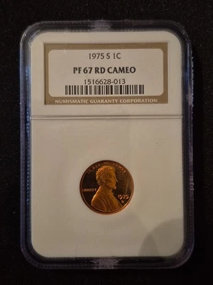 1975 S Lincoln Cent PF 67 RD CAMEO NGC - Image 1 of 4