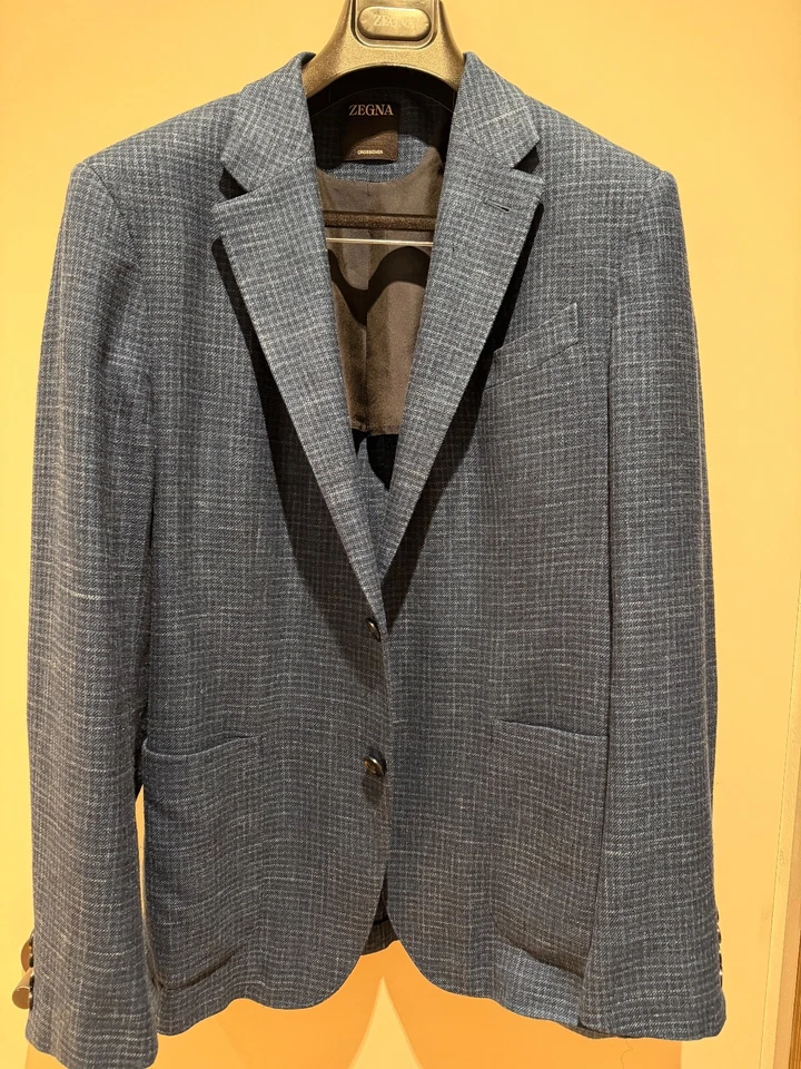 Blazer cruzado Ermenegildo Zegna 54R (talla UE) lino lana seda puño de trabajo Foto 1 de 4