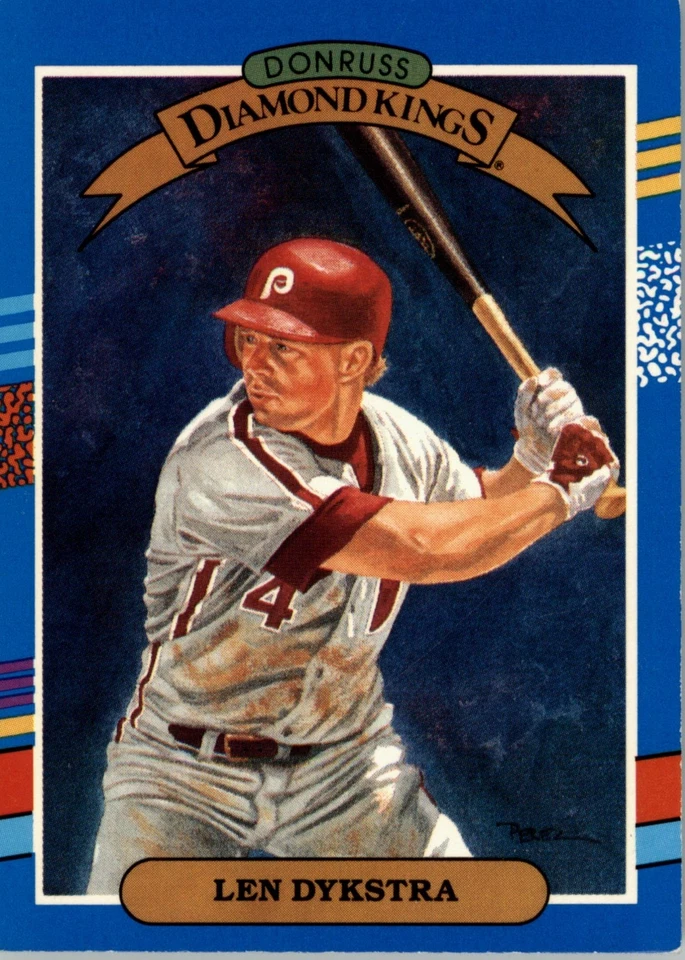 1991 Donruss - Diamond Kings Lenny Dykstra #7 Yellow Stripes On Top Right - Image 1 of 2