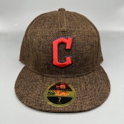 New Era 59Fifty Cleveland Guardians Split Panel Brown Hemp Fitted Hat Cap Size 7 - Image 1 of 4