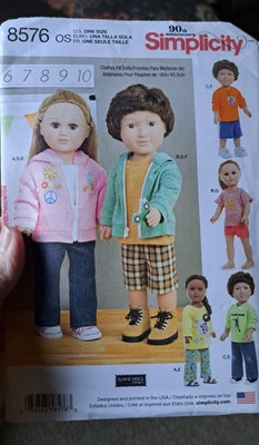 Simplicity 8576 Sewing Pattern Doll Clothes 18"  Hoodies T-Shirts Jeans Uncut - Image 1 of 2