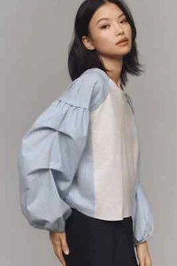 Top Anthropologie Maeve Manga Drapeada Dosfer Talla S Color Gris Nuevo con Etiqueta Nuevo con Etiquetas - Imagen 1 de 5
