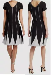 NEW w/tags Nic + Zoe Women's Blk Short Sleeve V-Neck Flare Dress Petite Size PS - Picture 1 of 1