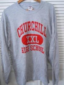 CAMISETA JERZEES CHURCHILL HIGH SCHOOL XXL TALLA L GRIS MANGA LARGA SIN ETIQUETAS - Imagen 1 de 4