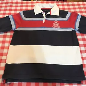 Henry Lloyd Striped Rugby Polo Shirt Mens S - Long Sleeve Cotton Logo - Picture 1 of 24
