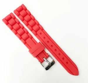 Generic Brand New 16mm Red Tone Silicone Rubber Strap Watch Band Replacement - Picture 1 of 5