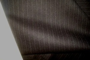 3.44 yds English WOOL Fabric 120s Flannel 9.5 oz Suiting Brown Stripe 124" BTP - Picture 1 of 3