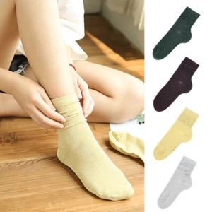 Glitter Socks Silver Shiny Socks Retro Women Casual Socks Autumn Winter - Picture 1 of 13