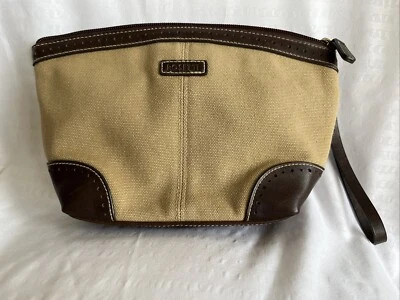 ROSETTI 100% Cotton with Vinyl Trim Brown Cosmetic Zipper Bag  9 1/2"W 6 1/2"H - Image 1 of 4