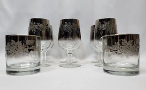 Set of 6 Port Wine Glasses & 2 Highball Glasses with Floral Design - Picture 1 of 15