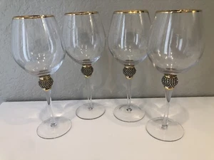 Bicchieri da vino diamantati, con bordo oro-sfera di strass di The Wine Savant set di 4 - Foto 1 di 4