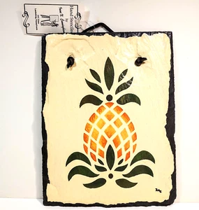 Hand Stenciled Pineapple Slate Hanging Sign 9"x7" Irene N. Cunningham INC Slates - Picture 1 of 3