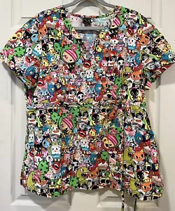 Tokidoki By Koi Character Pattern Multicolor Scrub Top Womens XL - Picture 1 of 6