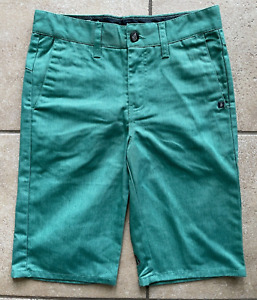 Boys Volcom Shorts--Green-Flat Front--Size 12-Waist 26--NWT