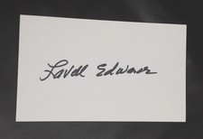 LAVELL EDWARDS BYU COUGARS FOOTBALL COACH AUTOGRAPHED SIGNED INDEX CARD 3X5