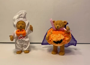 Halloween Teddy Bear with Pumpkin and Ghost Costumes Resin 5 Inch Figurines - Picture 1 of 6