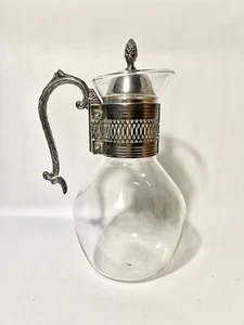 Jarra de agua fría/limón/té vintage de vidrio y plata (tapa y mango) - Imagen 1 de 12