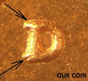1945 - D/D Repunched Mintmark (RPM) # 15 Lincoln Cent - Stempelglanz - Bild 1 von 6