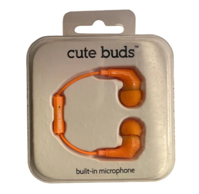 iHip Cute Buds Earbuds w/ Built-in Microphone / Pause Play - Orange - Image 1 of 4