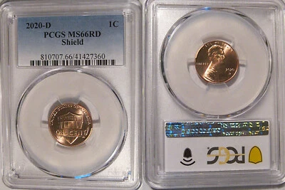 2020 D Lincoln SHIELD Cent 1c PCGS MS66RD - Imagem 1 de 2
