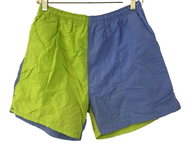 Vintage Color Block 90s Shorts Mens Small Swim Trunks Surf Rad Bright Colorful - Image 1 of 4
