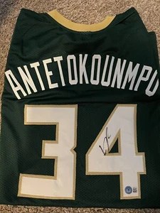 Giannis Antetokounmpo Autographed/Signed Milwaukee Bucks Custom Jersey Beckett - Picture 1 of 3