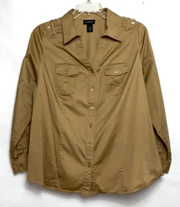 Lane Bryant Women's Casual Button Front Top Size 20 Tan B42*H - Bild 1 von 6