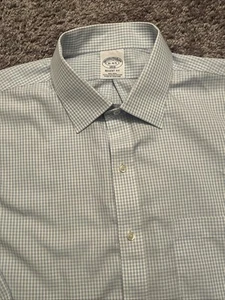 Brooks Brothers 1818 Regent Hemd Herren 16-4/5 blau kariert bügelfrei Oxford Baumwolle - Bild 1 von 6