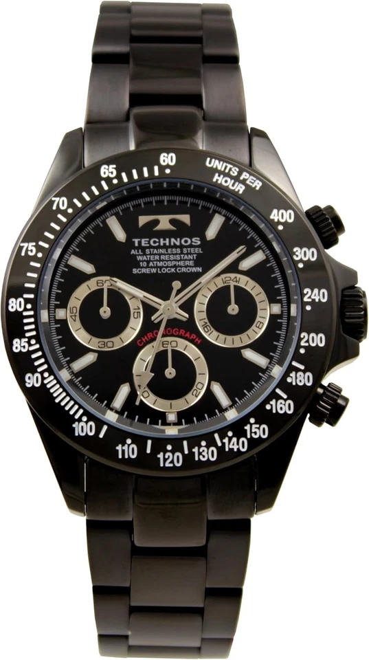 TECHNOS T4C01BB Chronograph Quartz Analog Black