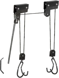 Bicycle Lift Bike Lift Strong, Black, for Fixing a Bicycle on the Ceiling of a - Foto 1 di 12