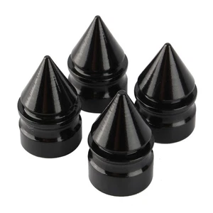 ༝4Pcs Tower Tyre Valve Cover Black Aluminium Alloy Kit For Automobile Motorcycle - Picture 1 of 7